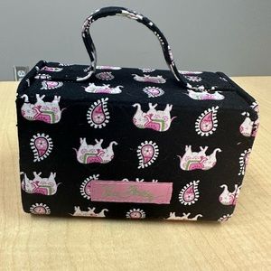 Vera Bradley Mini Jewelry Case in RARE retired Pink Elephant print. 4.75”x3”x3”.